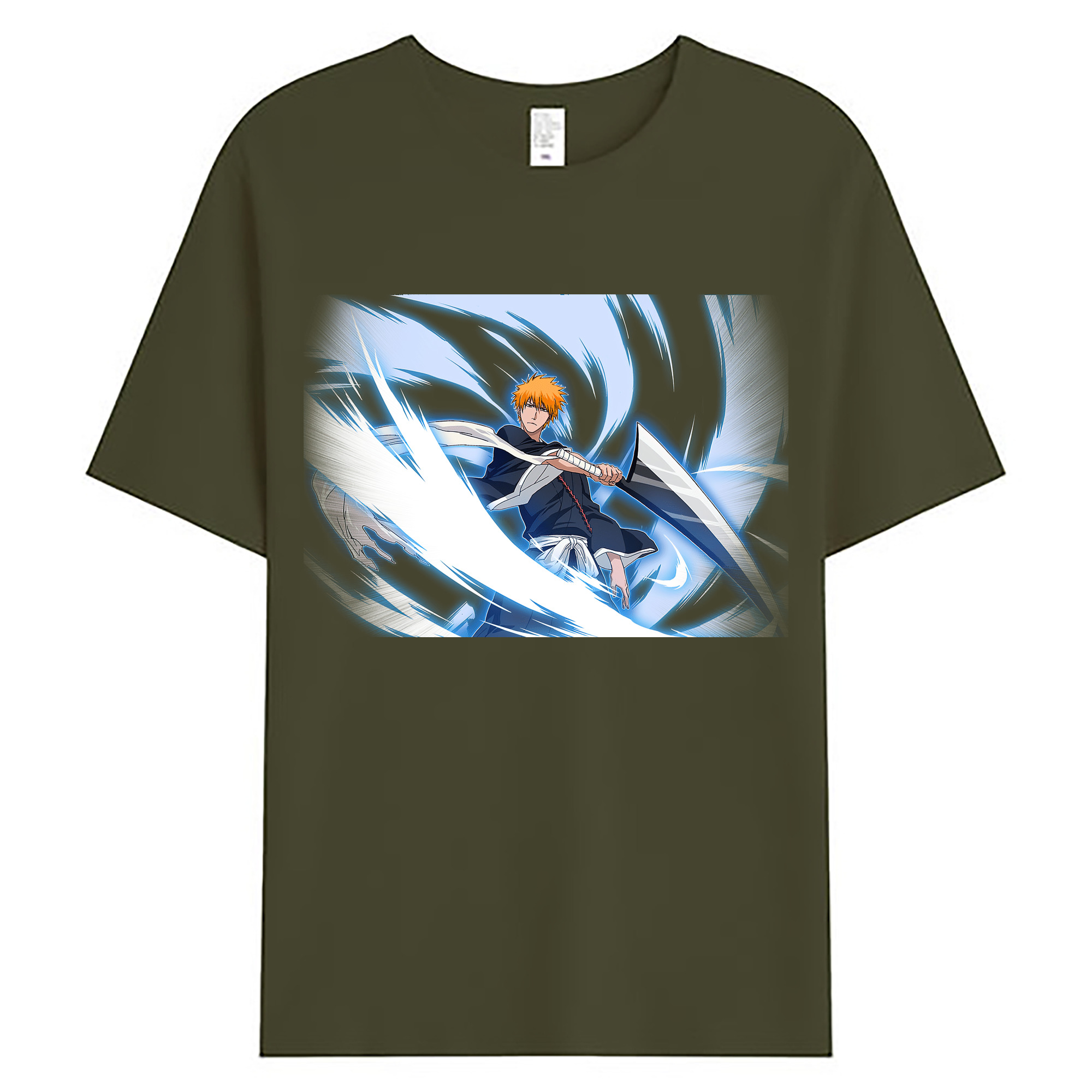 （画像用） ブリーチ 黒崎一護（くろさき いちご）BLEACH Kurosaki Ichigo 綿100％ メンズ半袖Tシャツ｜肌触りやわらか＆通気性